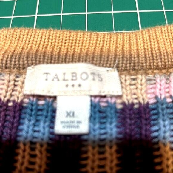 Talbots XL Womens Colorful Striped Cotton Cardigan Sweater - Picture 2 of 6